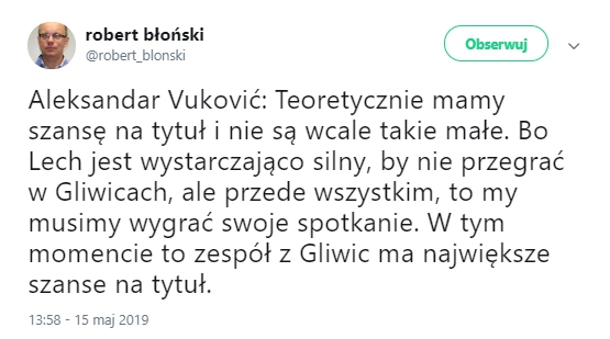 Vuković OCENIŁ szanse na mistrzostwo dla Legii! :D